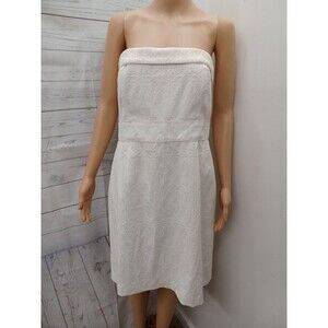 White House Black Market  Damask Strapless Cocktail White Dress 12